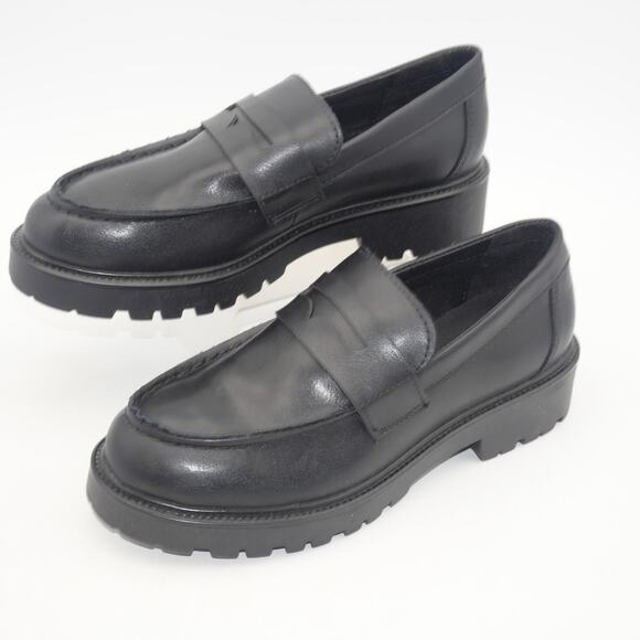 NEW Steve Madden Women's 6.5 Lawrence  Platform Loafers Shoes Black Leather - Picture 1 of 9